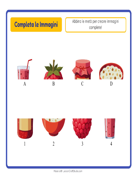 Anteprima della scheda di Abbina Le Ombre con Colazione per Scuola dell'infanzia (5-7 anni)
