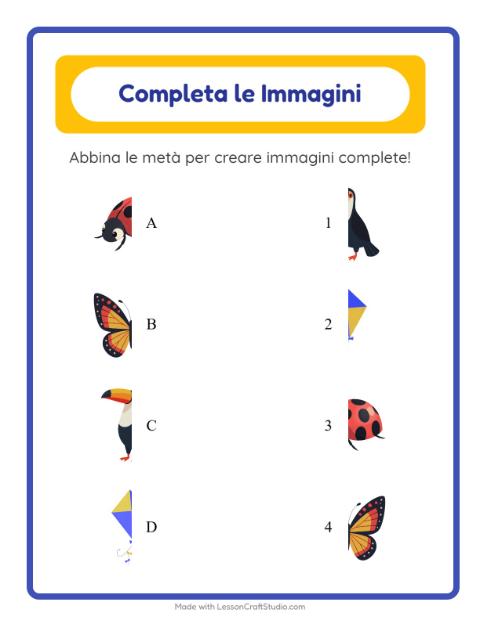 Anteprima della scheda di Abbina Le Ombre con Cose che volano per Scuola dell'infanzia (5-7 anni)