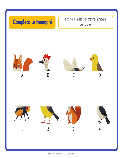 Anteprima della scheda di Abbina Le Ombre con Creature della foresta per Scuola dell'infanzia (5-7 anni)