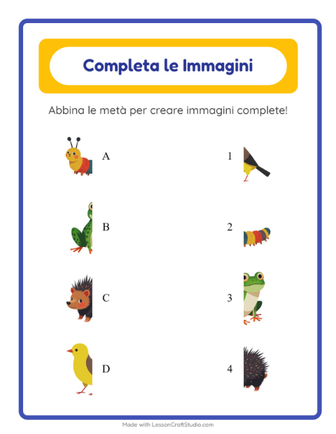 Anteprima della scheda di Abbina Le Ombre con Creature della foresta per Scuola dell'infanzia (5-7 anni)