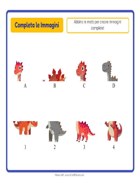 Anteprima della scheda di Abbina Le Ombre con Dinosauri per Scuola dell'infanzia (5-7 anni)