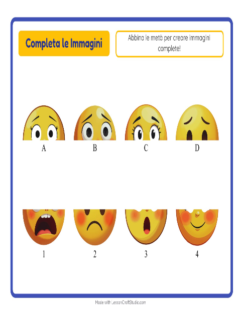 Anteprima della scheda di Abbina Le Ombre con Emozioni per Scuola dell'infanzia (5-7 anni)