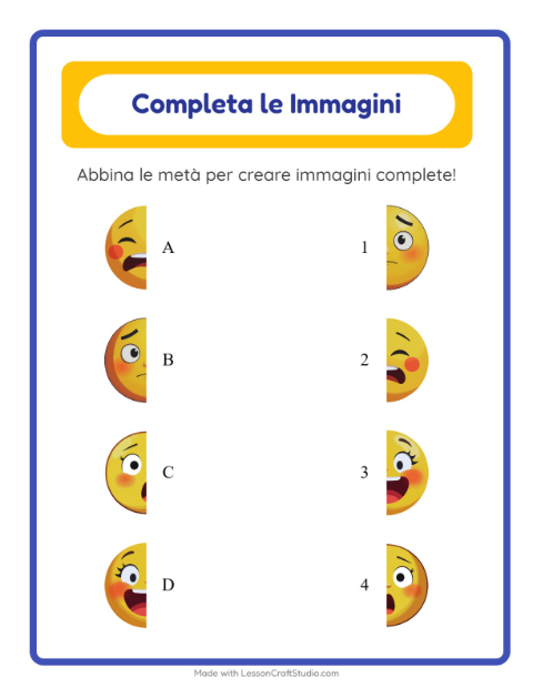 Anteprima della scheda di Abbina Le Ombre con Emozioni per Scuola dell'infanzia (5-7 anni)