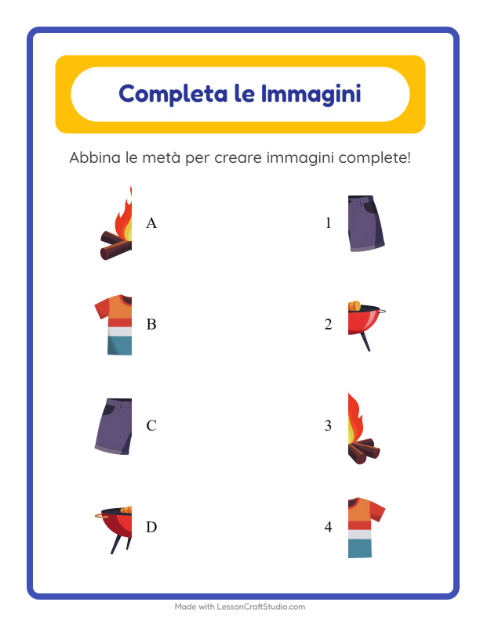 Anteprima della scheda di Abbina Le Ombre con Estate per Scuola dell'infanzia (5-7 anni)