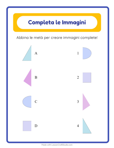 Anteprima della scheda di Abbina Le Ombre con Forme per Scuola dell'infanzia (5-7 anni)