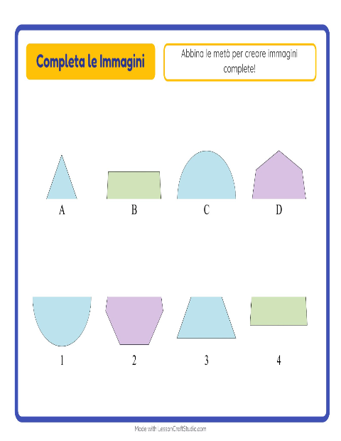 Anteprima della scheda di Abbina Le Ombre con Forme per Scuola dell'infanzia (5-7 anni)