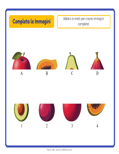 Anteprima della scheda di Abbina Le Ombre con Frutta per Scuola dell'infanzia (5-7 anni)