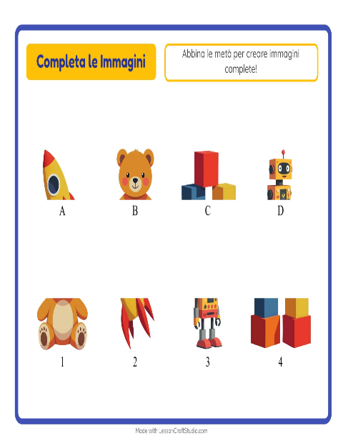 Anteprima della scheda di Abbina Le Ombre con Giocattoli per Scuola dell'infanzia (5-7 anni)