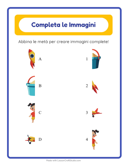 Anteprima della scheda di Abbina Le Ombre con Giocattoli per Scuola dell'infanzia (5-7 anni)