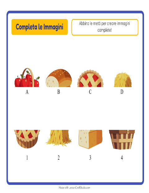 Anteprima della scheda di Abbina Le Ombre con Giorno del Ringraziamento per Scuola dell'infanzia (5-7 anni)