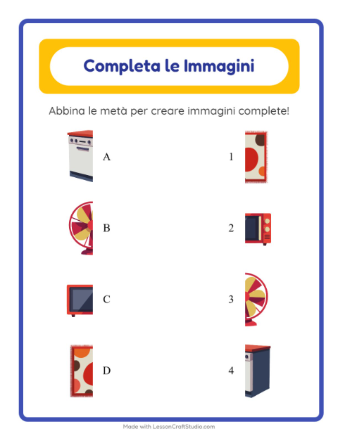 Anteprima della scheda di Abbina Le Ombre con In giro per casa per Scuola dell'infanzia (5-7 anni)