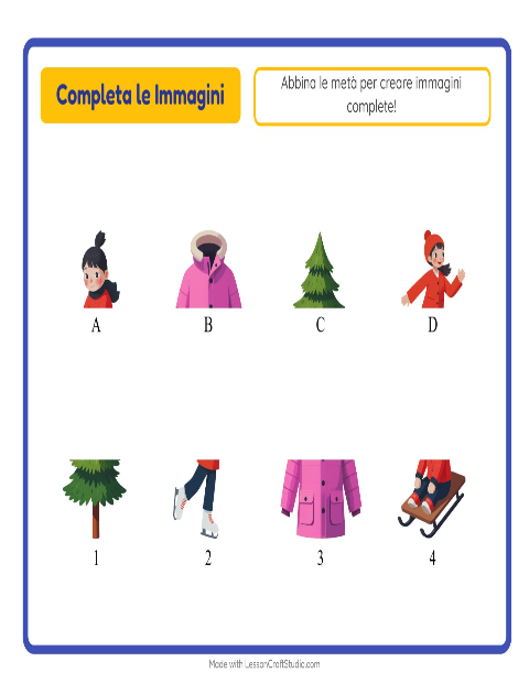 Anteprima della scheda di Abbina Le Ombre con Inverno per Scuola dell'infanzia (5-7 anni)