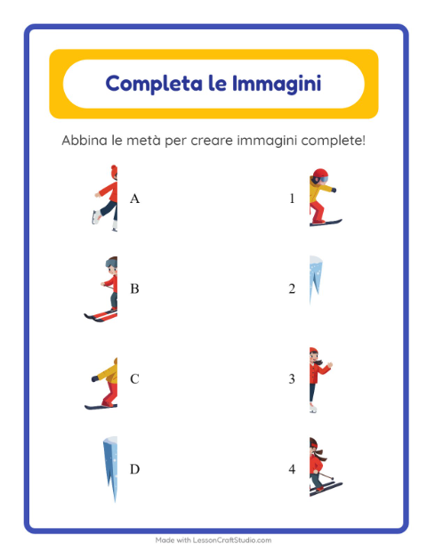 Anteprima della scheda di Abbina Le Ombre con Inverno per Scuola dell'infanzia (5-7 anni)