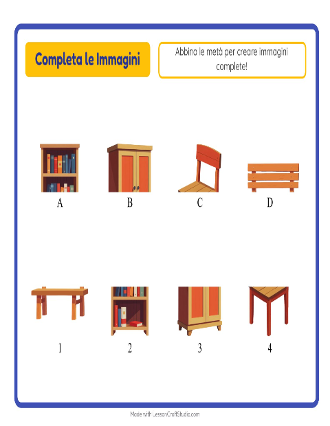 Anteprima della scheda di Abbina Le Ombre con Mobili per Scuola dell'infanzia (5-7 anni)