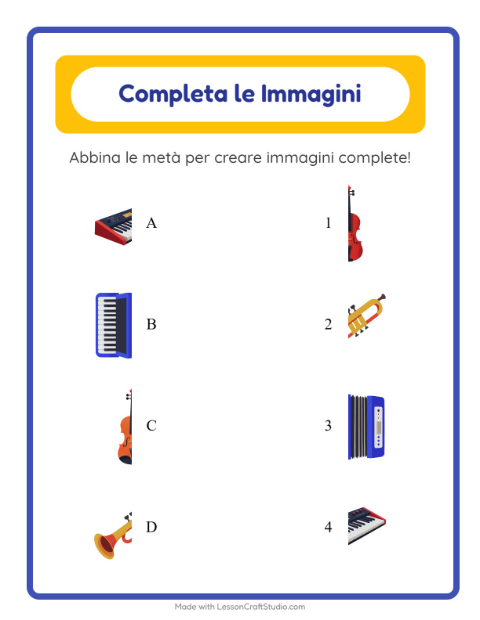 Anteprima della scheda di Abbina Le Ombre con Musica per Scuola dell'infanzia (5-7 anni)