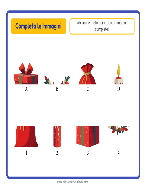 Anteprima della scheda di Abbina Le Ombre con Natale per Scuola dell'infanzia (5-7 anni)
