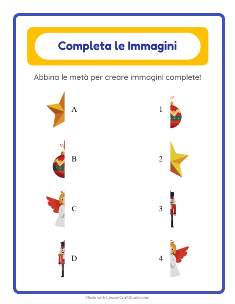 Anteprima della scheda di Abbina Le Ombre con Natale per Scuola dell'infanzia (5-7 anni)