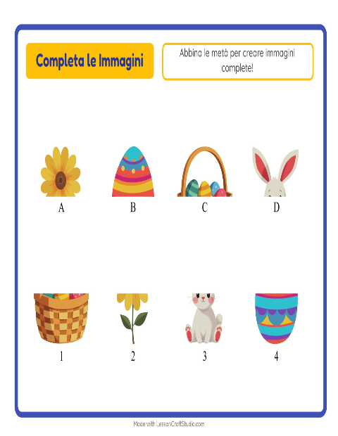 Anteprima della scheda di Abbina Le Ombre con Pasqua per Scuola dell'infanzia (5-7 anni)