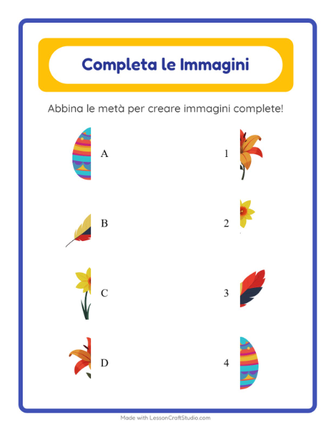Anteprima della scheda di Abbina Le Ombre con Pasqua per Scuola dell'infanzia (5-7 anni)