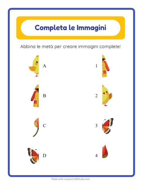 Anteprima della scheda di Abbina Le Ombre con Primavera per Scuola dell'infanzia (5-7 anni)