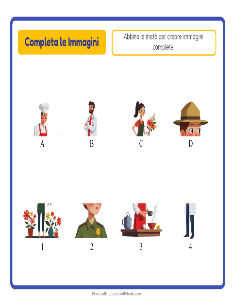 Anteprima della scheda di Abbina Le Ombre con Professioni per Scuola dell'infanzia (5-7 anni)