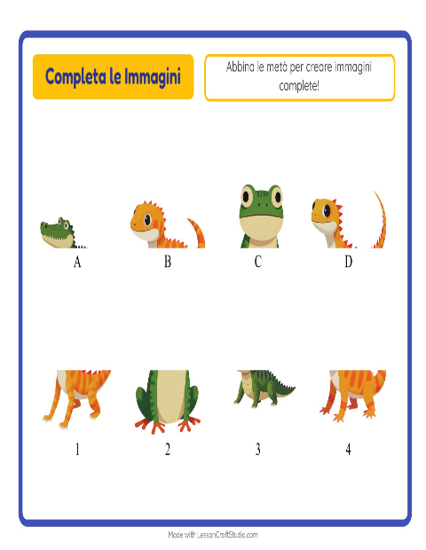 Anteprima della scheda di Abbina Le Ombre con Rettili e anfibi per Scuola dell'infanzia (5-7 anni)