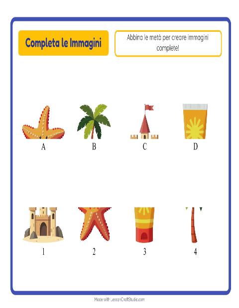 Anteprima della scheda di Abbina Le Ombre con Spiaggia per Scuola dell'infanzia (5-7 anni)