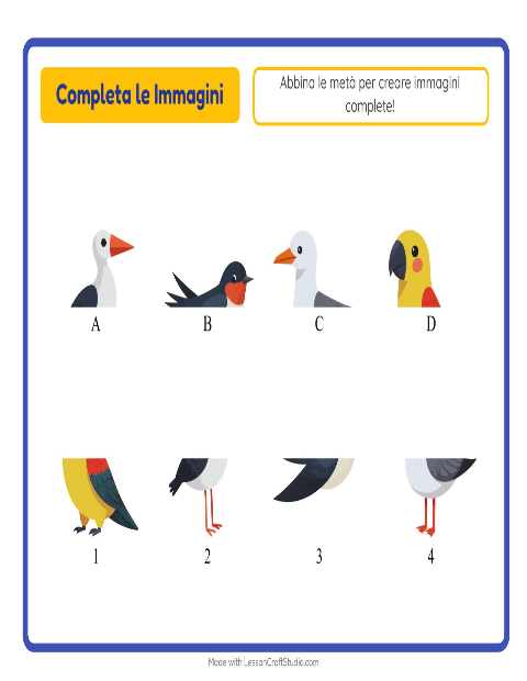 Anteprima della scheda di Abbina Le Ombre con Uccelli 2 per Scuola dell'infanzia (5-7 anni)