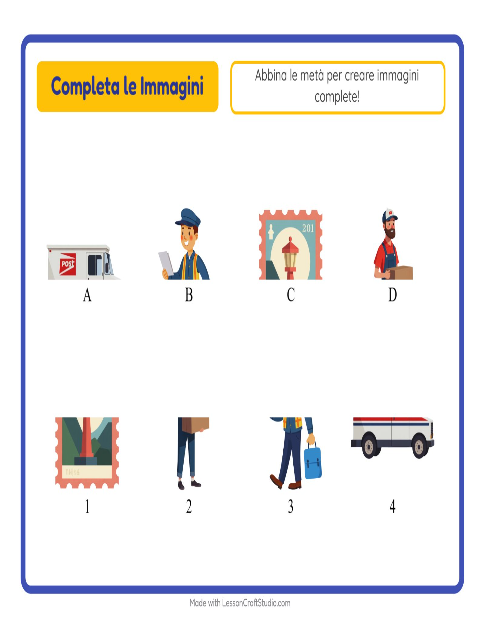 Anteprima della scheda di Abbina Le Ombre con Ufficio postale per Scuola dell'infanzia (5-7 anni)