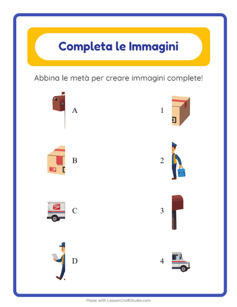 Anteprima della scheda di Abbina Le Ombre con Ufficio postale per Scuola dell'infanzia (5-7 anni)