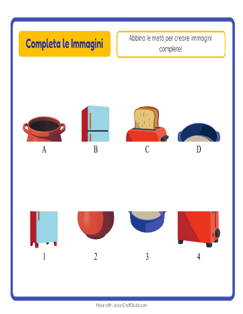 Anteprima della scheda di Abbina Le Ombre con Utensili da cucina per Scuola dell'infanzia (5-7 anni)