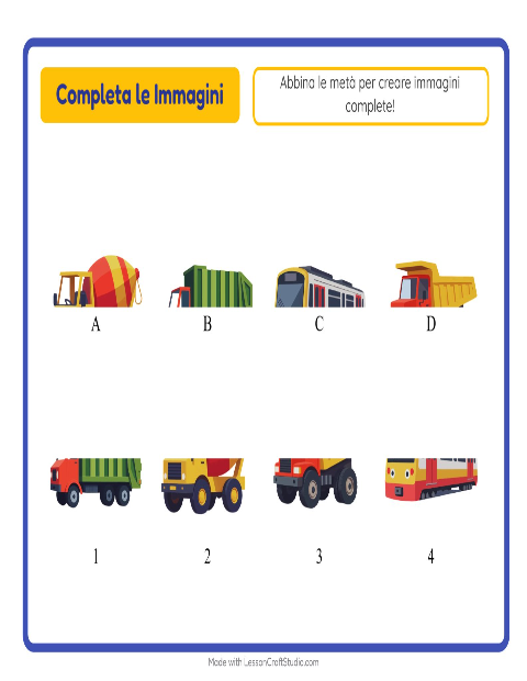 Anteprima della scheda di Abbina Le Ombre con Veicoli per Scuola dell'infanzia (5-7 anni)