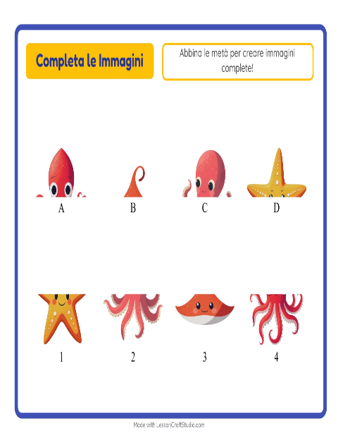 Anteprima della scheda di Abbina Le Ombre con Vita oceanica per Scuola dell'infanzia (5-7 anni)