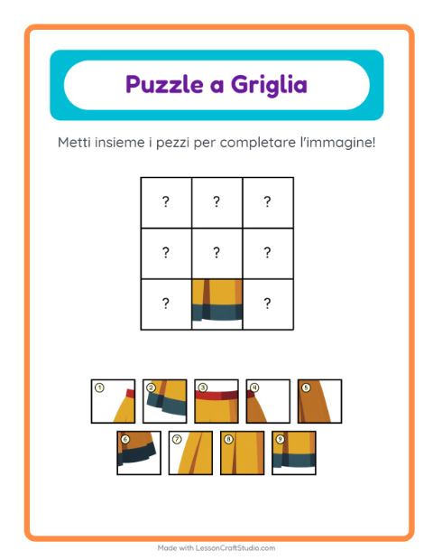 Anteprima della scheda di Abbinamento A Griglia con Abbigliamento per Scuola dell'infanzia (5-7 anni)