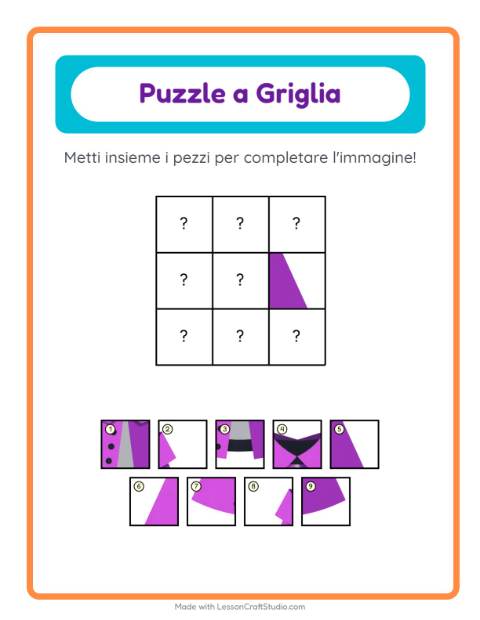 Anteprima della scheda di Abbinamento A Griglia con Accessori per Scuola dell'infanzia (5-7 anni)