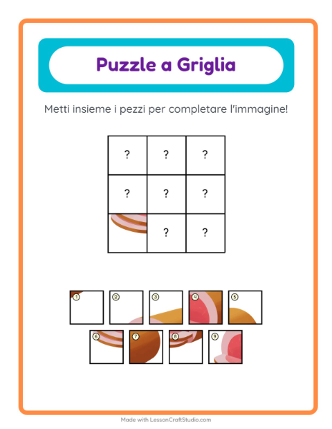 Anteprima della scheda di Abbinamento A Griglia con Al supermercato per Scuola dell'infanzia (5-7 anni)