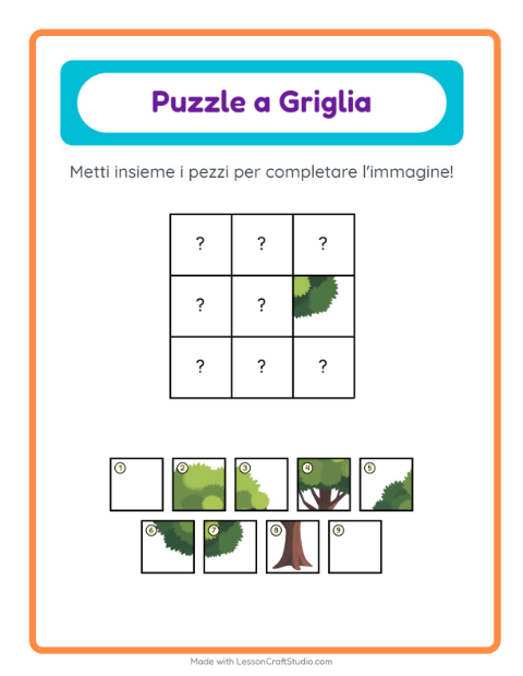 Anteprima della scheda di Abbinamento A Griglia con Alberi per Scuola dell'infanzia (5-7 anni)
