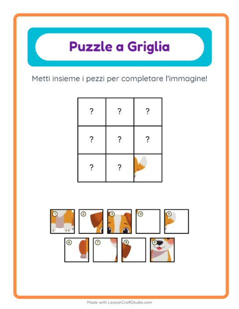 Anteprima della scheda di Abbinamento A Griglia con Animali della fattoria per Scuola dell'infanzia (5-7 anni)