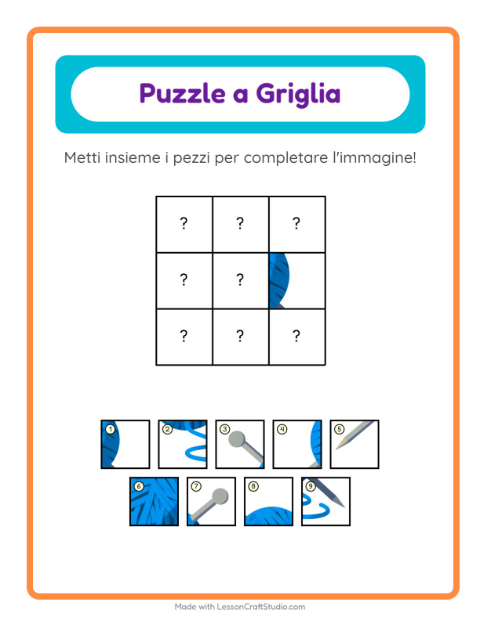 Anteprima della scheda di Abbinamento A Griglia con Attività per Scuola dell'infanzia (5-7 anni)