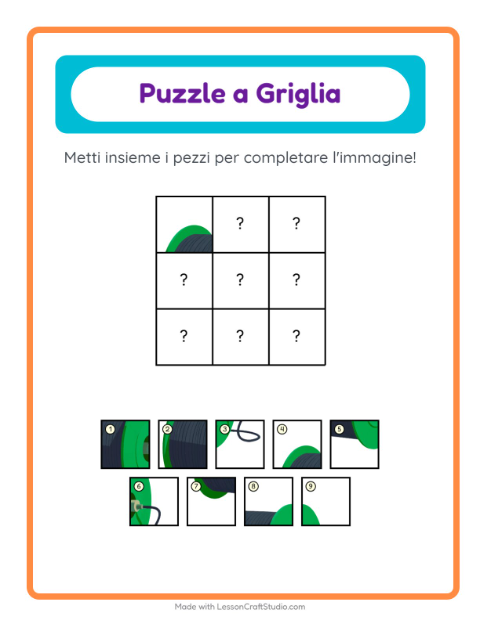 Anteprima della scheda di Abbinamento A Griglia con Attrezzi per Scuola dell'infanzia (5-7 anni)