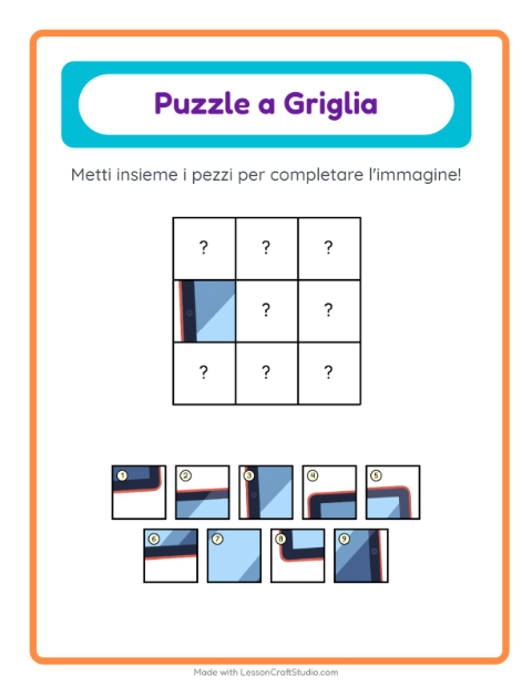 Anteprima della scheda di Abbinamento A Griglia con Aula per Scuola dell'infanzia (5-7 anni)