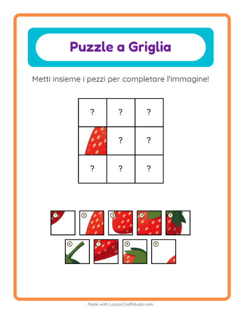 Anteprima della scheda di Abbinamento A Griglia con Colazione per Scuola dell'infanzia (5-7 anni)