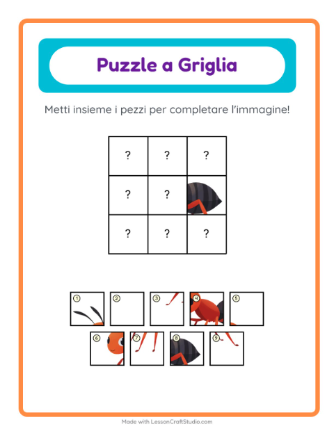 Anteprima della scheda di Abbinamento A Griglia con Creature della foresta per Scuola dell'infanzia (5-7 anni)