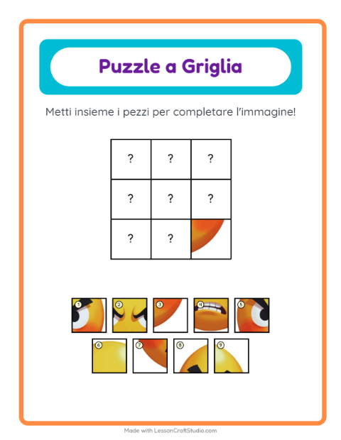 Anteprima della scheda di Abbinamento A Griglia con Emozioni per Scuola dell'infanzia (5-7 anni)