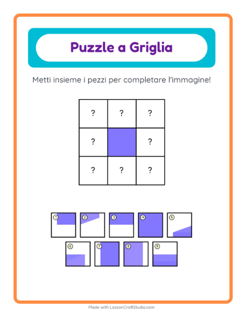 Anteprima della scheda di Abbinamento A Griglia con Forme per Scuola dell'infanzia (5-7 anni)