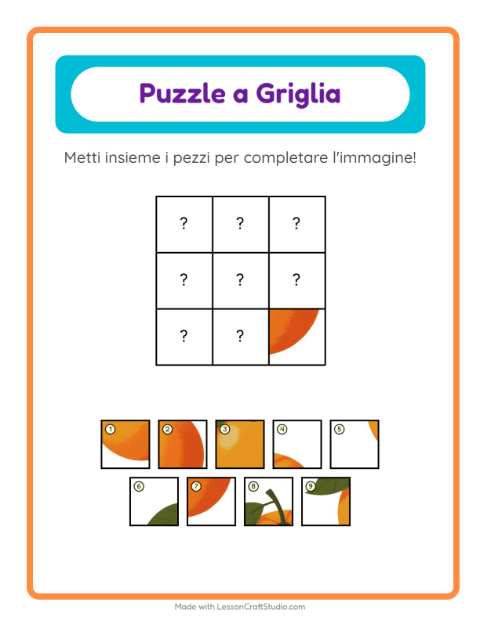 Anteprima della scheda di Abbinamento A Griglia con Frutta per Scuola dell'infanzia (5-7 anni)