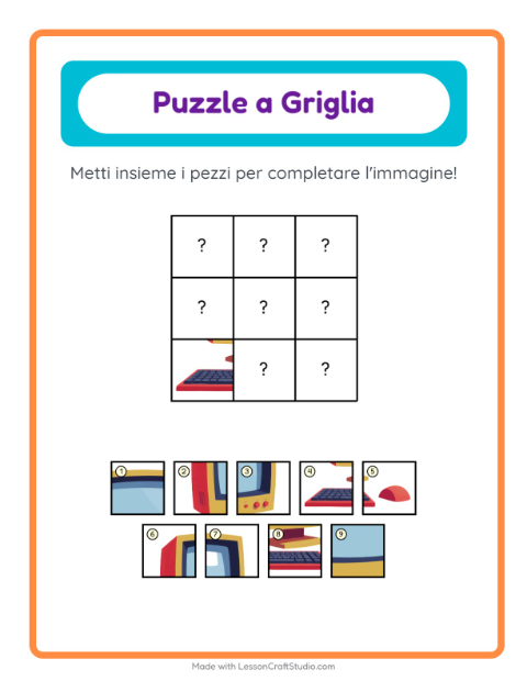 Anteprima della scheda di Abbinamento A Griglia con In giro per casa per Scuola dell'infanzia (5-7 anni)