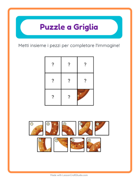 Anteprima della scheda di Abbinamento A Griglia con Panetteria per Scuola dell'infanzia (5-7 anni)