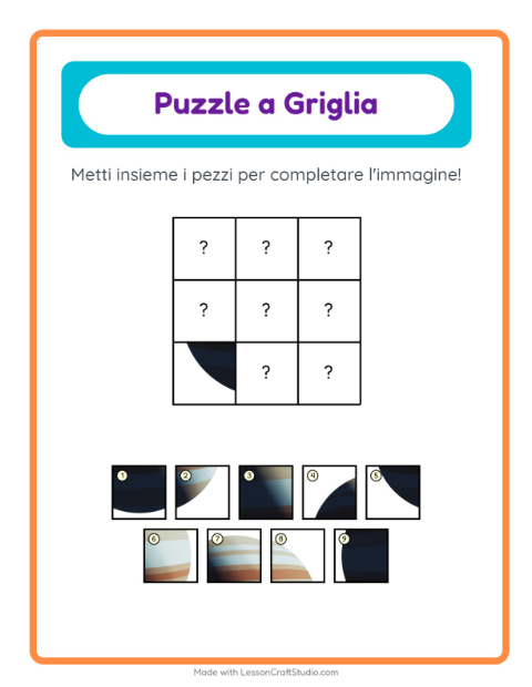 Anteprima della scheda di Abbinamento A Griglia con Spazio per Scuola dell'infanzia (5-7 anni)
