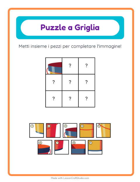 Anteprima della scheda di Abbinamento A Griglia con Spiaggia per Scuola dell'infanzia (5-7 anni)